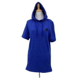 Under Armour Fitted Hoodie Sweater Men M Medium Short Sleeve Royal Blue Pockets
